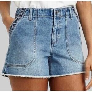 Knox Rose Aztec Pattern Shorts Embroidered Denim Sz 4